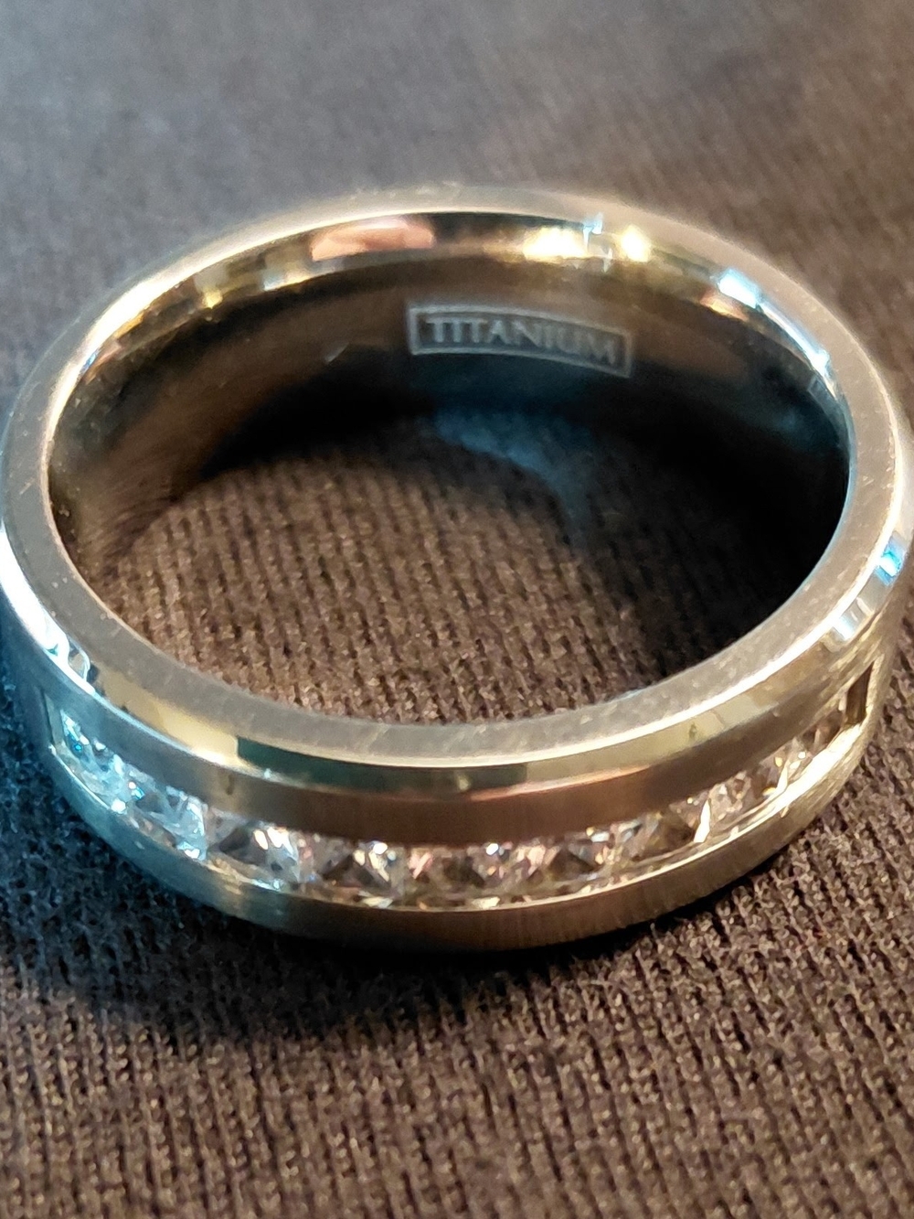 Titanium Channel-Set Ring with Clear Stones - Silver Tone